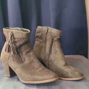 Suede Ankle Boots with Tassel Detail